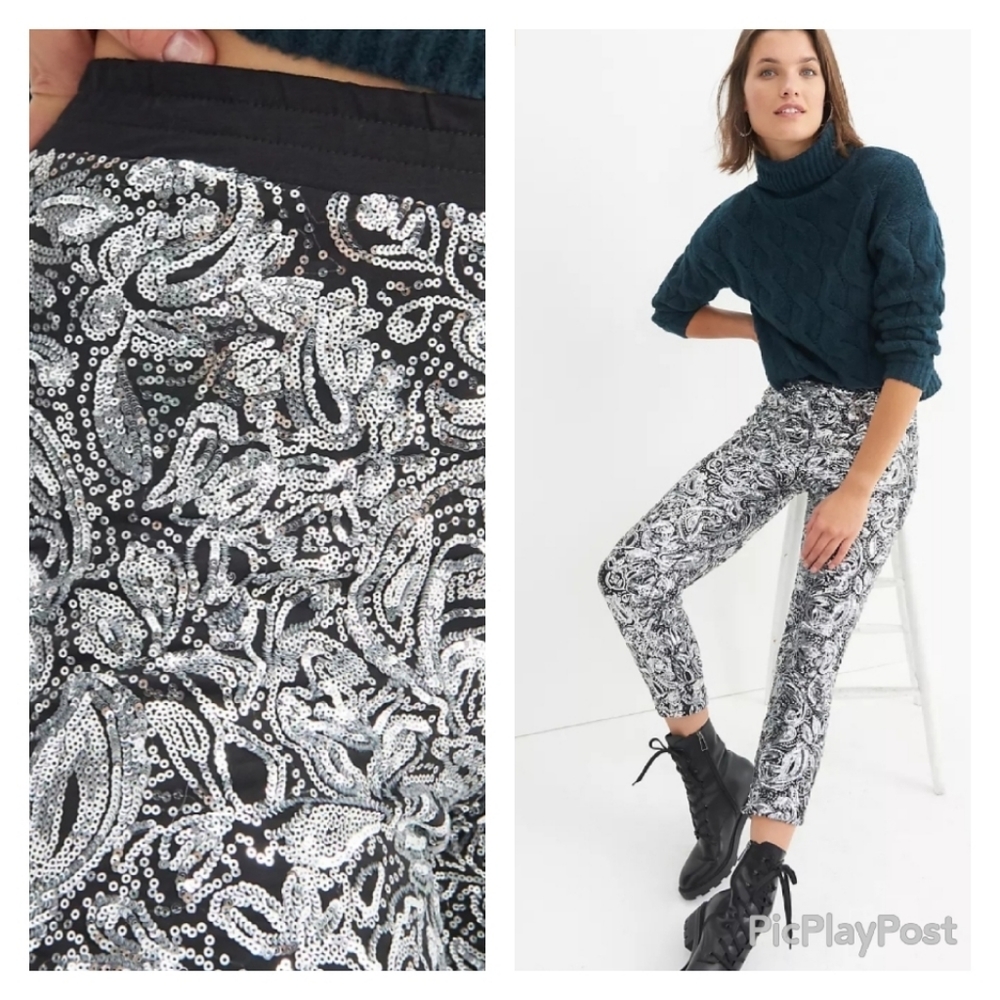 ANTHROPOLOGY Pascaline Sequined Trousers